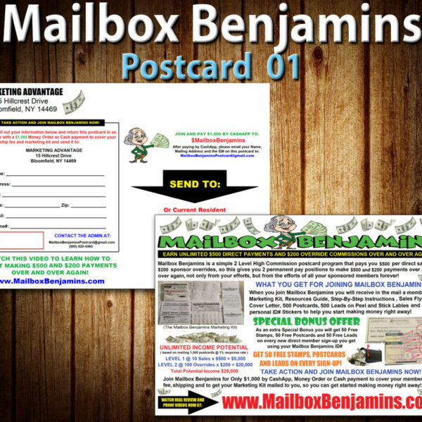 Mailbox Benjamins 5" x 7" Postcard
