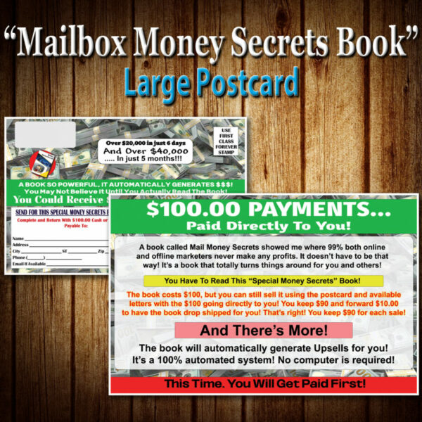"Mail Money Secrets - Book" Large Postcard